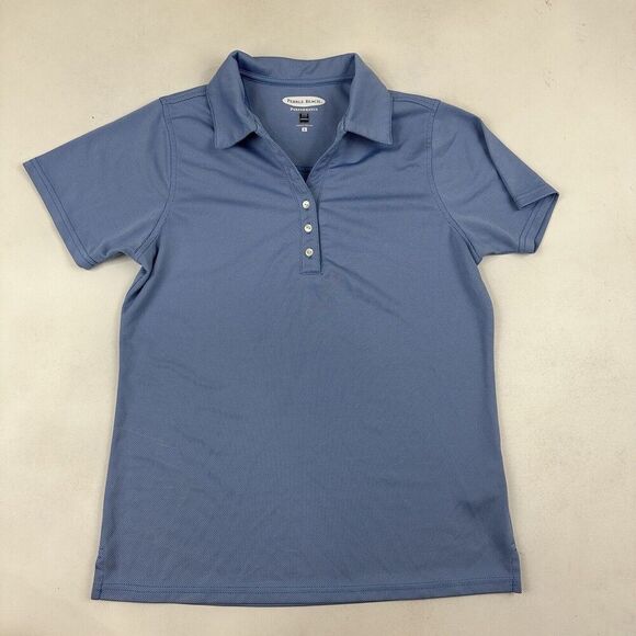Pebble Beach Performance Blue Short Sleeve Polo Shirt Sz L 100% Polyester - Picture 2 of 8